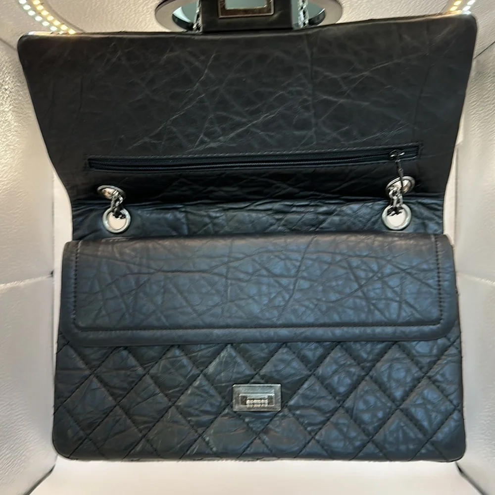 Chanel 2.55 Reissue 227 – Black Aged Calfskin, Ruthenium Hardware – Double Flap